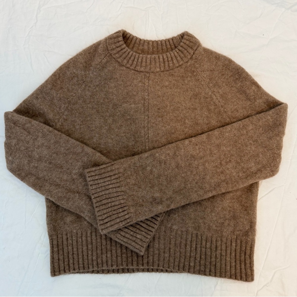 Sezane Warm Tan Crew Neck Sweater